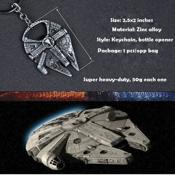 COPY - Heavy-duty silver color star wars millennium falcon bottle opener,2.5x2 … - Picture 5 of 8